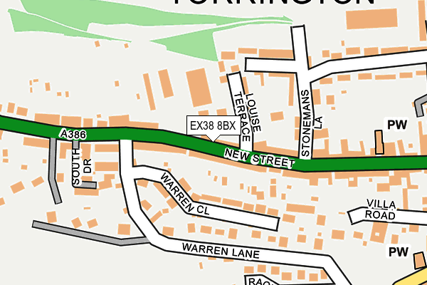 EX38 8BX map - OS OpenMap – Local (Ordnance Survey)