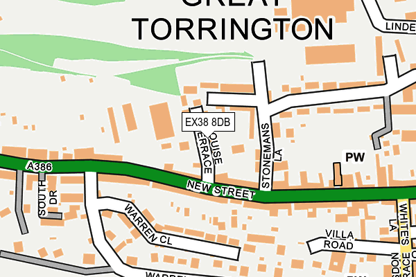 EX38 8DB map - OS OpenMap – Local (Ordnance Survey)