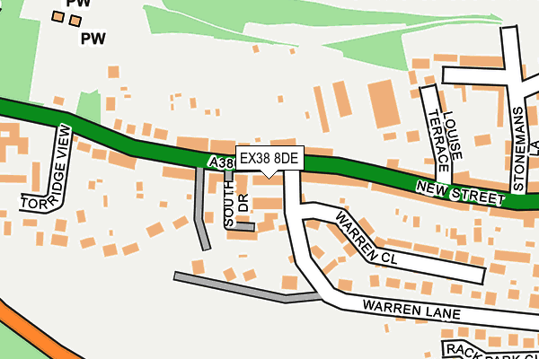 EX38 8DE map - OS OpenMap – Local (Ordnance Survey)