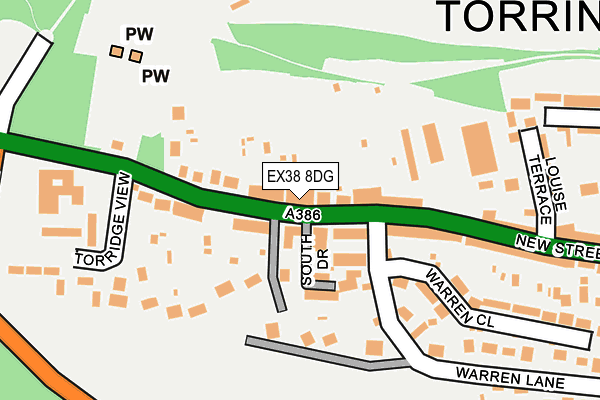 EX38 8DG map - OS OpenMap – Local (Ordnance Survey)