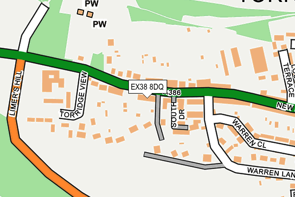 EX38 8DQ map - OS OpenMap – Local (Ordnance Survey)