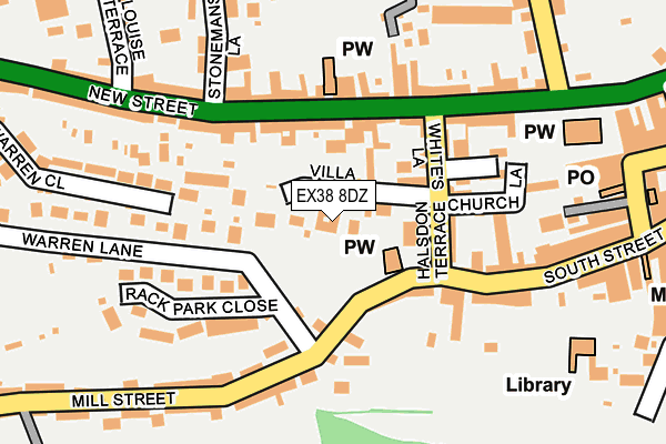 EX38 8DZ map - OS OpenMap – Local (Ordnance Survey)