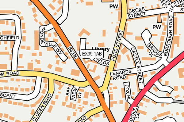 EX39 1AB map - OS OpenMap – Local (Ordnance Survey)