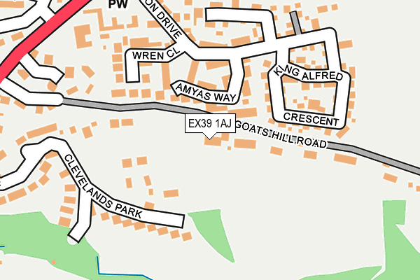 EX39 1AJ map - OS OpenMap – Local (Ordnance Survey)