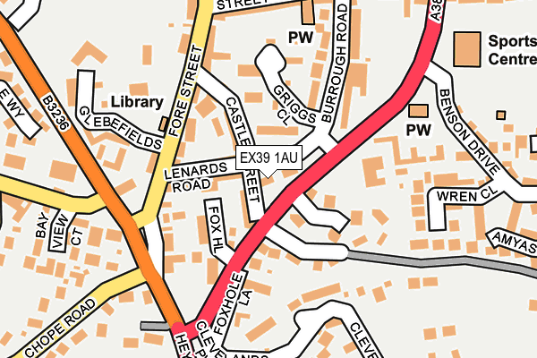 EX39 1AU map - OS OpenMap – Local (Ordnance Survey)