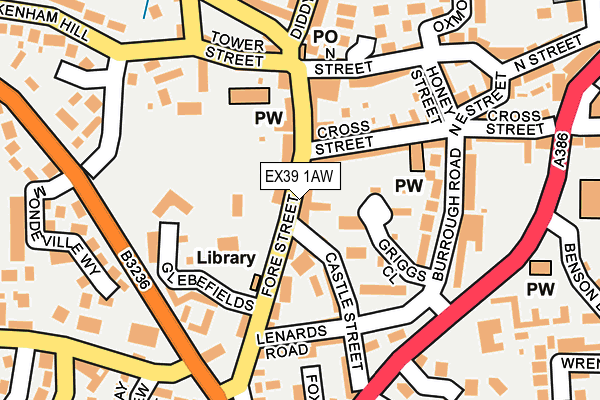 EX39 1AW map - OS OpenMap – Local (Ordnance Survey)