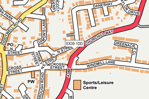 EX39 1DD map - OS OpenMap – Local (Ordnance Survey)