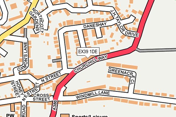 EX39 1DE map - OS OpenMap – Local (Ordnance Survey)