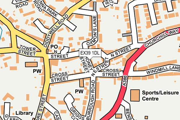 EX39 1DL map - OS OpenMap – Local (Ordnance Survey)