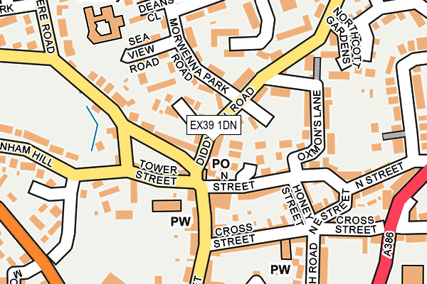 EX39 1DN map - OS OpenMap – Local (Ordnance Survey)