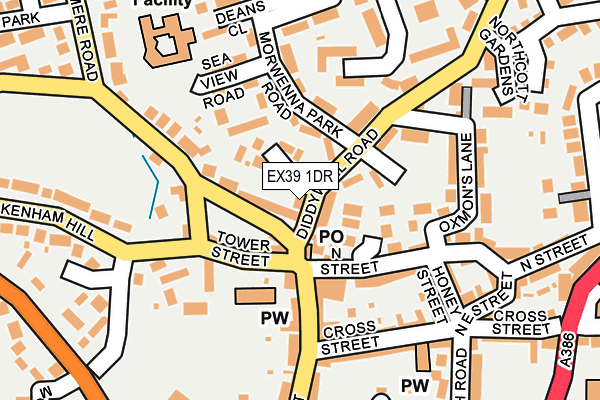 EX39 1DR map - OS OpenMap – Local (Ordnance Survey)