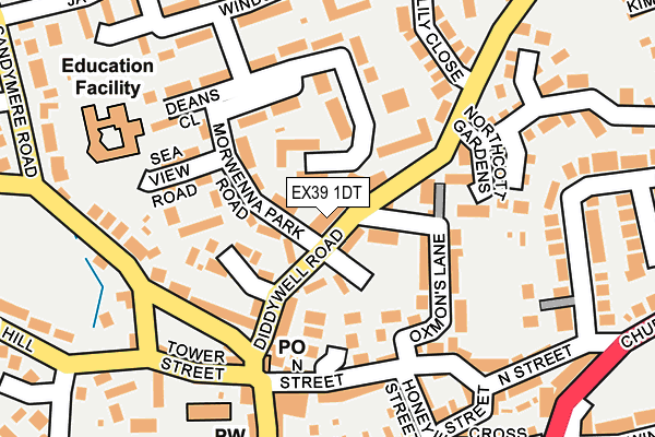 EX39 1DT map - OS OpenMap – Local (Ordnance Survey)