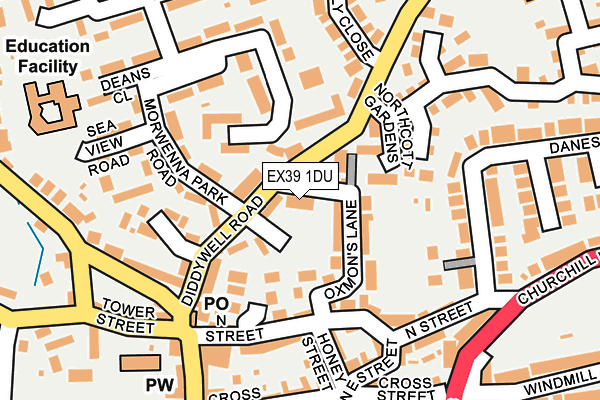 EX39 1DU map - OS OpenMap – Local (Ordnance Survey)