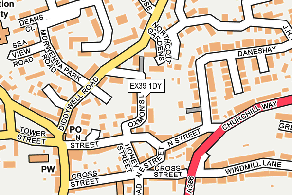 EX39 1DY map - OS OpenMap – Local (Ordnance Survey)