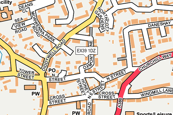 EX39 1DZ map - OS OpenMap – Local (Ordnance Survey)