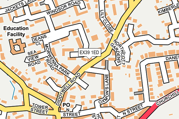 EX39 1ED map - OS OpenMap – Local (Ordnance Survey)