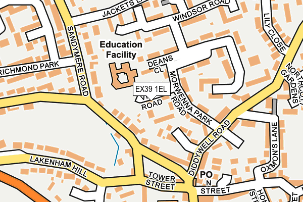 EX39 1EL map - OS OpenMap – Local (Ordnance Survey)