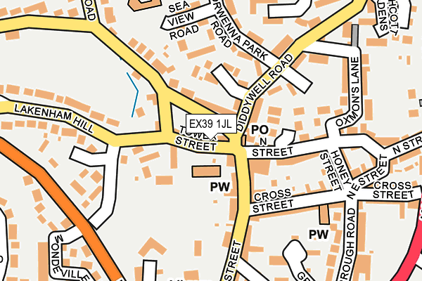 EX39 1JL map - OS OpenMap – Local (Ordnance Survey)