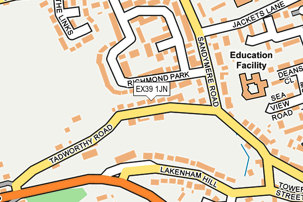 EX39 1JN map - OS OpenMap – Local (Ordnance Survey)