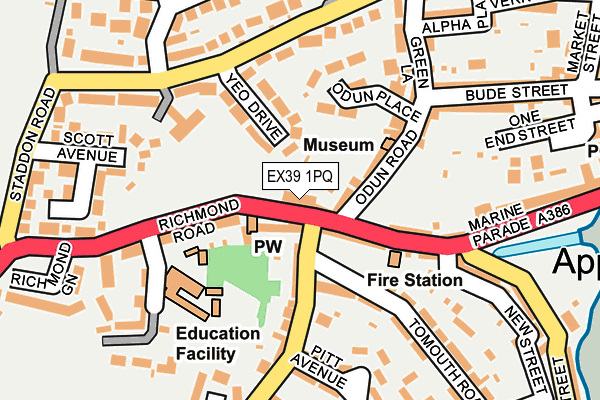 EX39 1PQ map - OS OpenMap – Local (Ordnance Survey)