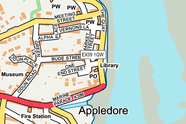 EX39 1QW map - OS OpenMap – Local (Ordnance Survey)