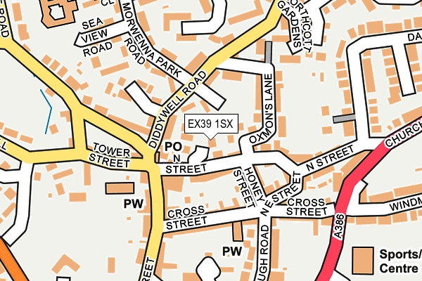 EX39 1SX map - OS OpenMap – Local (Ordnance Survey)