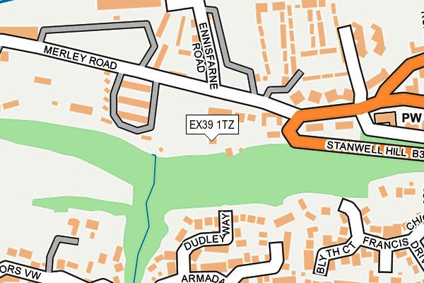 EX39 1TZ map - OS OpenMap – Local (Ordnance Survey)