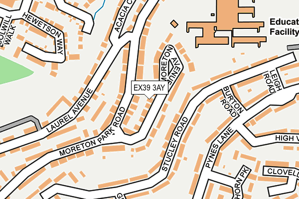 EX39 3AY map - OS OpenMap – Local (Ordnance Survey)