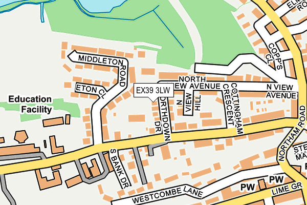 EX39 3LW map - OS OpenMap – Local (Ordnance Survey)