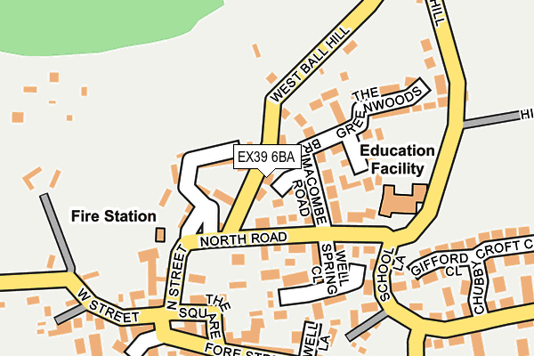 EX39 6BA map - OS OpenMap – Local (Ordnance Survey)