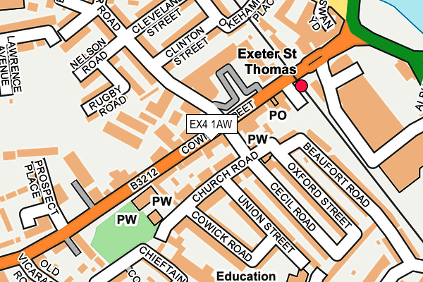 EX4 1AW map - OS OpenMap – Local (Ordnance Survey)