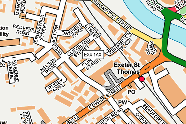 EX4 1AX map - OS OpenMap – Local (Ordnance Survey)