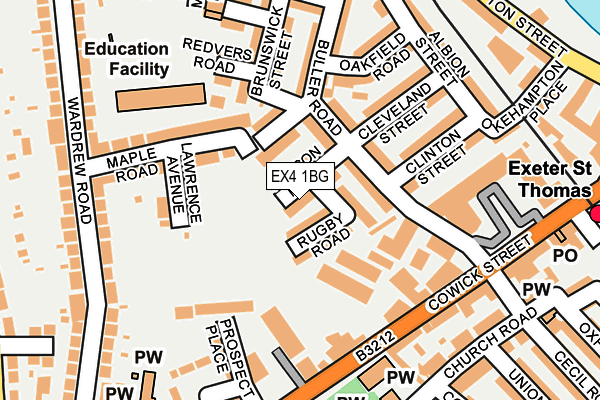 EX4 1BG map - OS OpenMap – Local (Ordnance Survey)