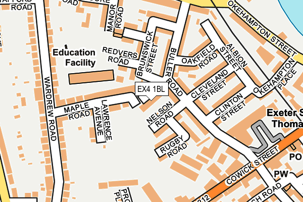 EX4 1BL map - OS OpenMap – Local (Ordnance Survey)