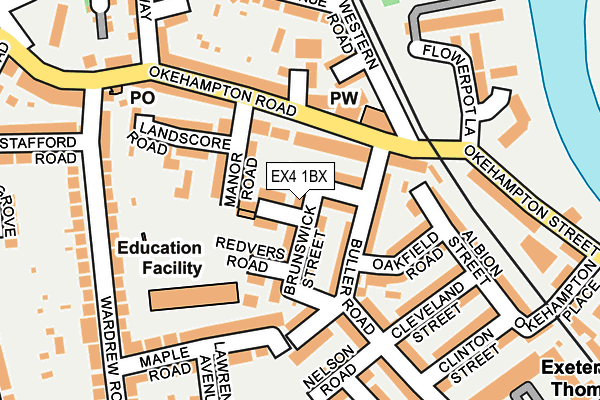 EX4 1BX map - OS OpenMap – Local (Ordnance Survey)