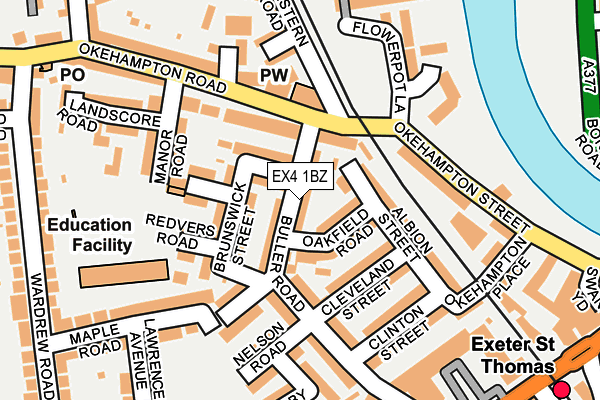 EX4 1BZ map - OS OpenMap – Local (Ordnance Survey)