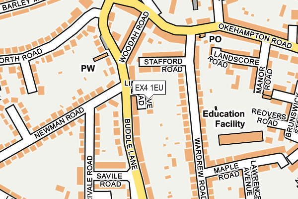 EX4 1EU map - OS OpenMap – Local (Ordnance Survey)