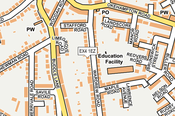 EX4 1EZ map - OS OpenMap – Local (Ordnance Survey)