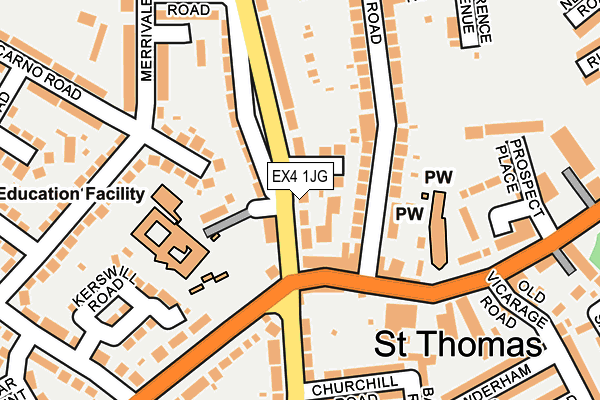 EX4 1JG map - OS OpenMap – Local (Ordnance Survey)