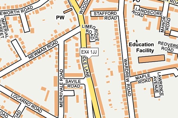 EX4 1JJ map - OS OpenMap – Local (Ordnance Survey)