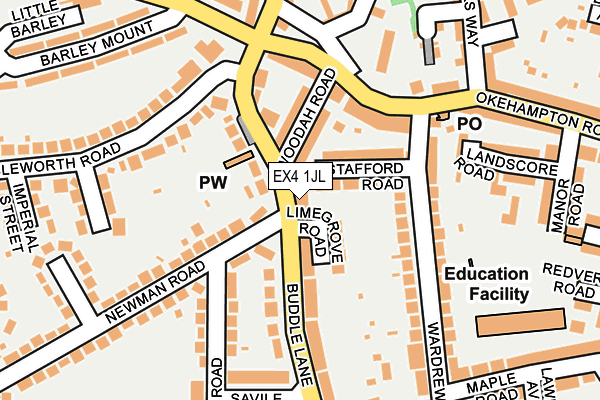 EX4 1JL map - OS OpenMap – Local (Ordnance Survey)