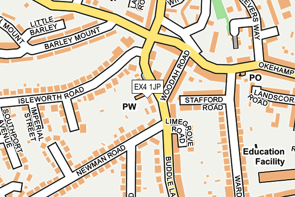 EX4 1JP map - OS OpenMap – Local (Ordnance Survey)