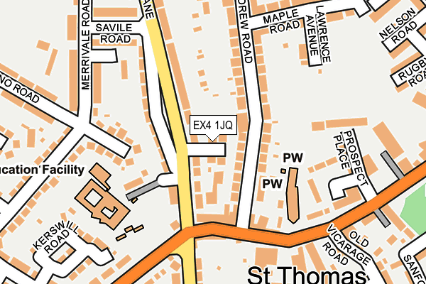 EX4 1JQ map - OS OpenMap – Local (Ordnance Survey)