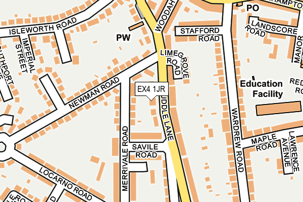 EX4 1JR map - OS OpenMap – Local (Ordnance Survey)