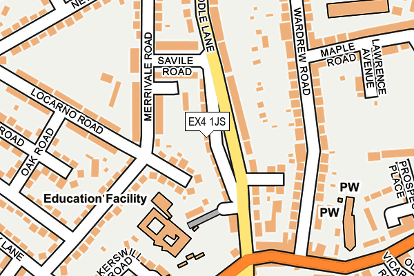 EX4 1JS map - OS OpenMap – Local (Ordnance Survey)