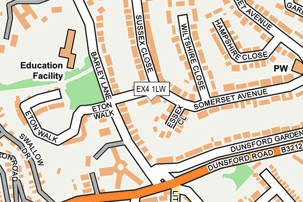 EX4 1LW map - OS OpenMap – Local (Ordnance Survey)
