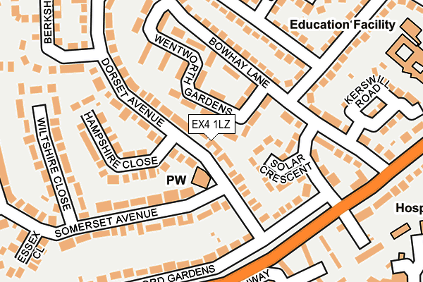 EX4 1LZ map - OS OpenMap – Local (Ordnance Survey)