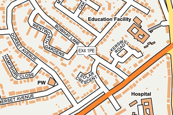 EX4 1PE map - OS OpenMap – Local (Ordnance Survey)