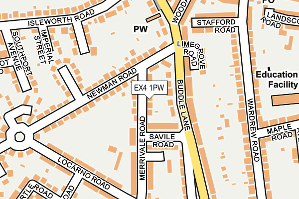 EX4 1PW map - OS OpenMap – Local (Ordnance Survey)