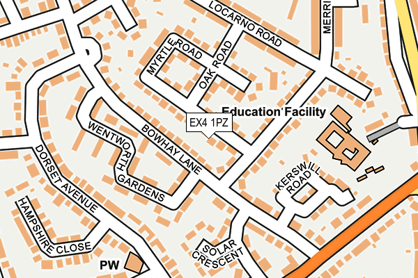 EX4 1PZ map - OS OpenMap – Local (Ordnance Survey)